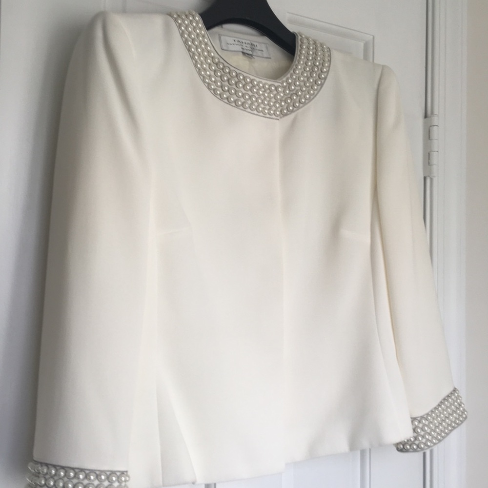 Tahari by ASL pearl trimmed skirt suit